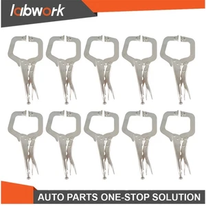 Labwork C-Clamp Locking Pliers Adjustable Swivel Pad Locking Gasket 10 Pack 11" - Picture 1 of 12