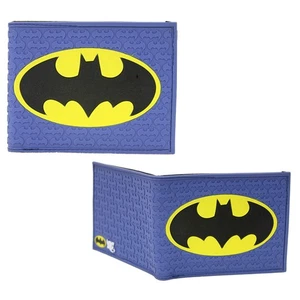 BLUE BATMAN LOGO DC Universe 4 in. Bi Fold Flat Wallet (Credit Card Billfold) - Picture 1 of 2