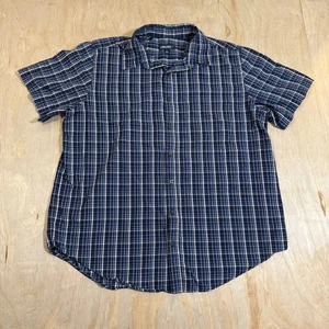 Cherokee Button Up Shirt Multicolor Blue Plaid Short Sleeve Pocket Men’s XL - Picture 1 of 6