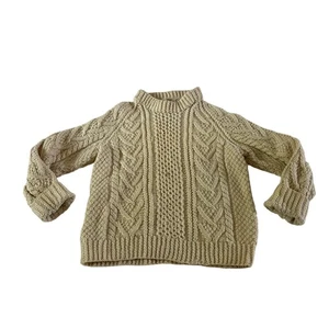 Kids Irish 100% Wool Hand Knit Cable Knit Pullover Sweater Youth Small Fisherman - Picture 1 of 9