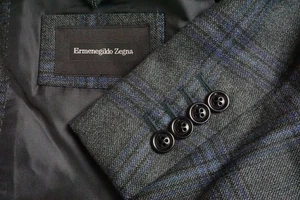 Ermenegildo Zegna Milano Easy CURRENT Gray Purple Plaid 100% Wool Sport Coat 40R - Picture 1 of 9