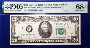 1977 $20 Federal Reserve Note Fr-2072-F Atlanta PMG68 Superb Gem EPQ - Picture 1 of 2