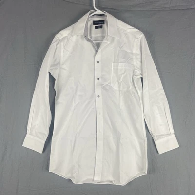 Camisa PAUL FREDERICK Calce Ajustado 15-32 Blanca Sin Planchar 2 Capas Algodón Cuello Extendido Foto 1 de 4