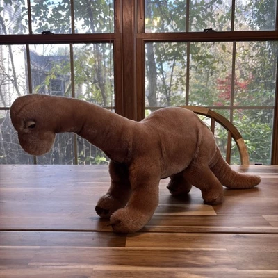 Винтажный R. DAKIN 1980 большой бронтозавр мягкая плюшевая игрушка животное 24» коричневый динозавр - Изображение 1 из 4