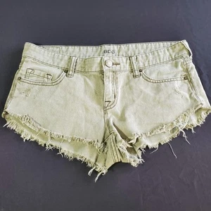 BDG Shorts Womens Size 27 Dolphin Low Rise Green Denim Cutoffs Cotton Frayed Hem - Picture 1 of 8