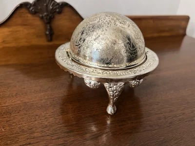 Antiguo Plato Caviar Queen Anne Plateado Mantequilla Mayell EP Plateado Foto 1 de 4