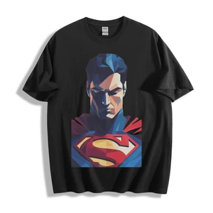 Superhero Superman Geometric T-Shirt - Stylish Polygon Design Unisex Tee - Picture 1 of 24
