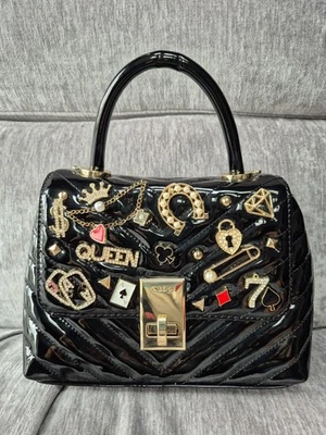 Aldo Dulthara Glossy Black Satchel Jewel Charms Queen - Image 1 of 4