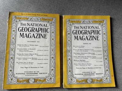 2 VINTAGE NATIONAL GEOGRAPHIC March 1942 & November 1945 REVOLUTION Japan - Image 1 of 4