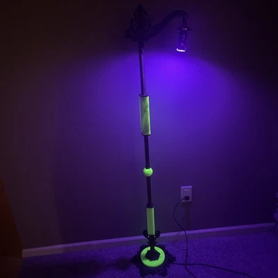 Antique Bridge Floor Lamp Brass / Iron 58” Uranium Slag Glass Art Deco Nouveau - Image 1 of 4