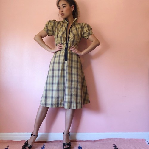 Abito midi Alexander McQueen tartan cerniera prezzo al dettaglio al dettaglio $1050