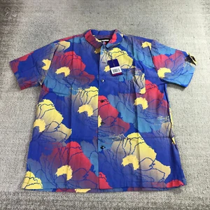 Double Rainbow Shirt Mens Medium Button Up Party Cocktail Fast Hawaiian Camp b56 - Picture 1 of 10