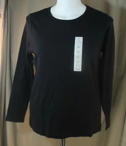 St. John’s Bay Woman, 0X, Black Long Sleeve Crew Neck Knit Top, New with Tags - Picture 1 of 7