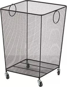 Metal Storage Basket Square Mesh Wire Rolling Laundry with Ring Handles, 17" X 1 - Picture 1 of 12