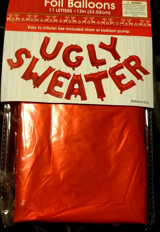 Ugly Sweater Foil Balloons 11 balloons Red Holiday  - Image 1 of 1