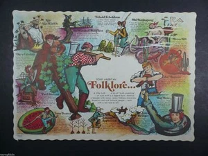 Vintage AMERICAN FOLKLORE Paper Restaurant Placemat 14" x 10" Springprint #482 - Picture 1 of 1