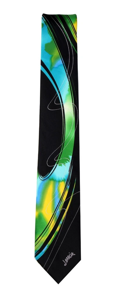 Corbata de diseñador Jerry Garcia para hombre - negra aguamarina amarillo verde - nueva con etiquetas Foto 1 de 1