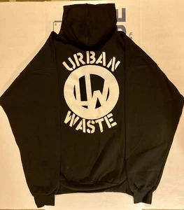 URBAN WASTE VINTAGE 90S BLACK POLICE BRUTALITY CLASSIC LOGO HOODIE/SWEATSHIRT - Picture 1 of 6