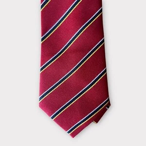 Jason Scott Boy’s Necktie Tie Red With White Yellow Blue Diagonal Stripes - Picture 1 of 8