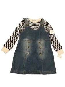 Flapdoodles Set Girls Size 6 Shirt Cute Denim Overall Dress Fall Spring 2PCS NWT - Picture 1 of 16
