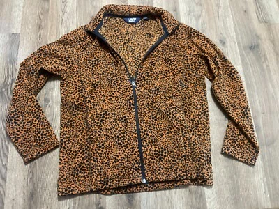 Lands' End Sweater, Women's Medium Petite, Brown Black, Cheetah Print, Full Zip - Image 1 of 4