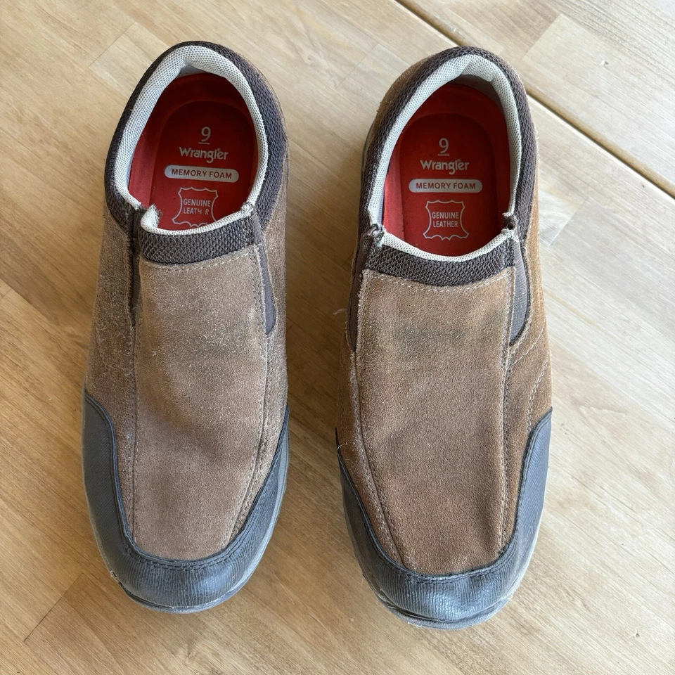 Mocasín Wrangler Resistente Marrón Gamuza Cuero Sin Cordones Espuma con Memoria Zapatos para Hombres 9 Foto 1 de 4