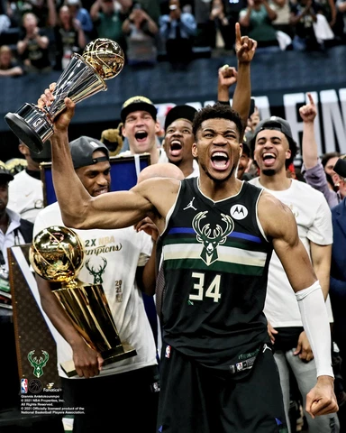 Giannis Antetokounmpo Bucks UnSigned 2021 NBA Finals MVP Celebr Photo Cover