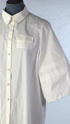 Camisa Rochas Grande Popelina Blanca Minimalista Túnica Vestido Manga Abullonada Talla UK 8 Foto 1 de 4