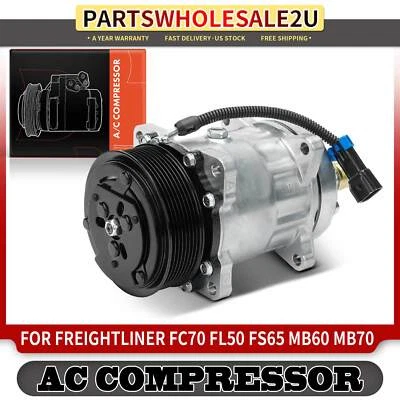 Compresor de aire acondicionado con 8 ranuras para Freightliner FC70 FS65 MB60 MB70 con embrague SD7H15 Foto 1 de 4