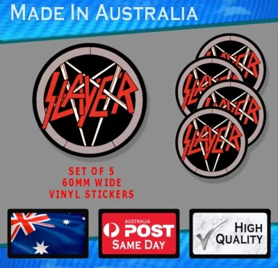 SLAYER style sticker PACK OF 5 laptop Bumper Decal Band Rock vinyl decal metal