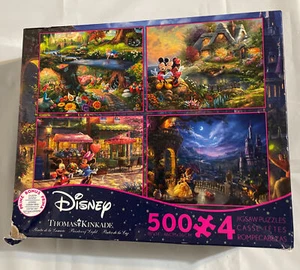 Puzzle Thomas Kinkade Disney 4-1 500pz Topolino Bella Bestia 3/4 NUOVO Poster - Foto 1 di 8