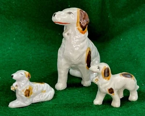Setter Springer Hund & Welpen an Kette besetzt Japan Porzellan - Kette fehlt - Bild 1 von 9