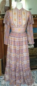 Vintage 60er 70er Blumen Prärie Rüschen Maxikleid Landhaus Kern Prärie - Bild 1 von 9