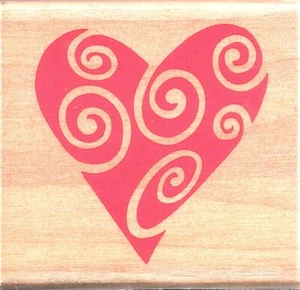 Timbro in gomma ~ CUORE AUDACE ~ timbro montato su legno vacanze San Valentino amore - Foto 1 di 1
