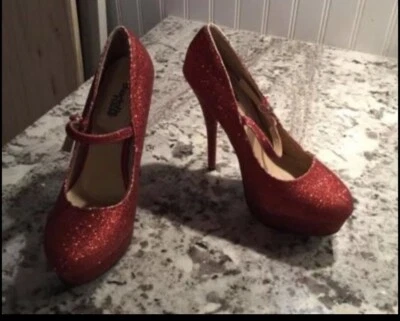 Red glitter “Dorothy” Wizard Of Oz stilettos 5” heels. Size 5 - Image 1 of 3