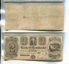 MANCHESTER MICHIGAN $2 LARGE SIZE OBSOLETE CURRENCY NOTE 1837 FINE 2408S