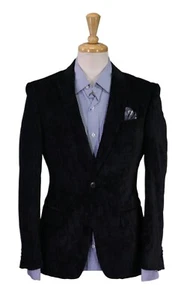John Varvatos Black Velvet Peak Lapel 2-Btn Slim Fit Blazer Jacket 36R - Picture 1 of 9
