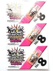 OS No.8 #8 Medium Nitro Glow Plug - 3 Pack 71608001 - Picture 1 of 1