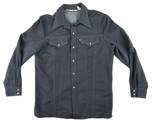 VTG 70s LEVI LEVI'S USA Men’s XL Long Blue Snap Trucker Polyester Jacket - Picture 1 of 12