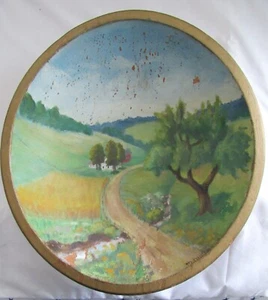 Hand Lathed & Painted Vintage Large Wooden Decorative Bowl - Picture 1 of 8