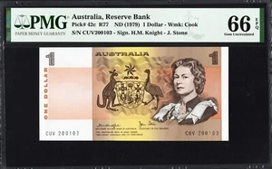 Australia 1 Dollar P42c R77 1979 Knight Stone PMG66 Gem UNC EPQ Banknote QUEEN - Bild 1 von 2
