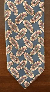 ABERCROMBIE & FITCH Handmade in USA 100% Silk Tie Mens Paisley Blues Pinks 54” - Picture 1 of 9