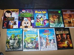 Huge Lot Of 9 Kids DVD Movies Animated Disney DreamWorks shrek narnia shark tale - Picture 1 of 7
