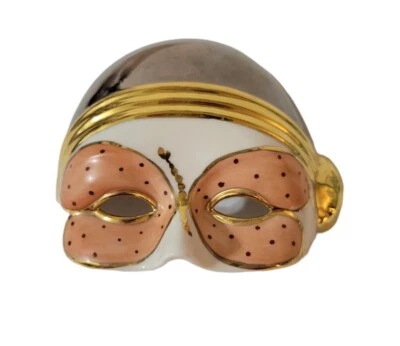 Máscara facial capodimonte pintada a mano Italia porcelana melocotón dorado 4,5" X 4" Foto 1 de 4