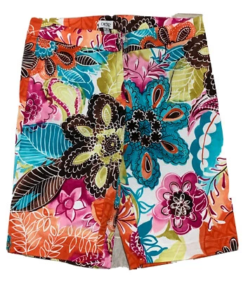 Pantalones Cortos Cache Talla 2 Boho hawaiin Floral Paisly Cremallera Floral Rosa Azul Foto 1 de 4
