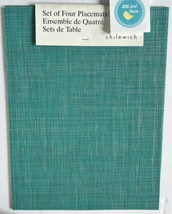 Set /4 CHILEWICH Placemats Mini Basketweave Turquoise New Made USA 14" x 16" - Picture 1 of 7