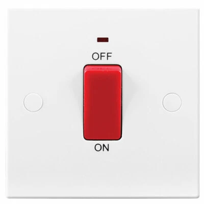 BG 45A WHITE DOUBLE POLE DP COOKER SHOWER SWITCH LED INDICATOR SINGLE SOCKET - Image 1 of 4