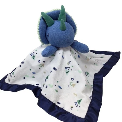 Cloud Island Triceratops Dinosaur Lovey Security Blanket Plush Satin Blue Target - Image 1 of 4