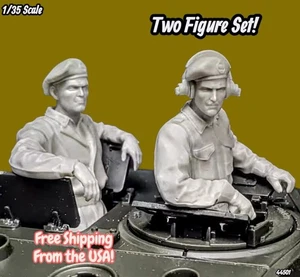 1/35 Resin Figure WWII British 2 Man Tank Crew in Berets At Ease Model Kit 44501 - Picture 1 of 7