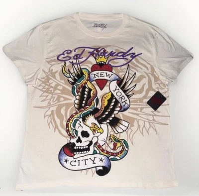 Camiseta Ed Hardy Diamantes de Imitación Calavera Serpiente Gráfico Para Hombre Talla Med Blanca Tatuaje Nueva con Etiquetas Foto 1 de 3
